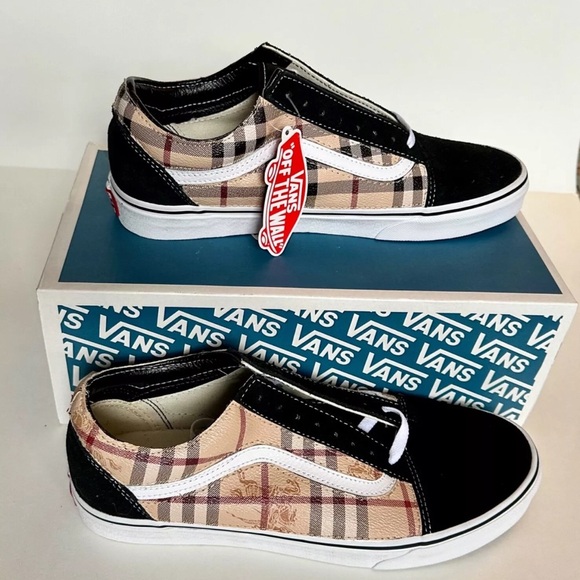 Vans Old Skool Skate Shoes Burberry Custom - Men Size 11 US